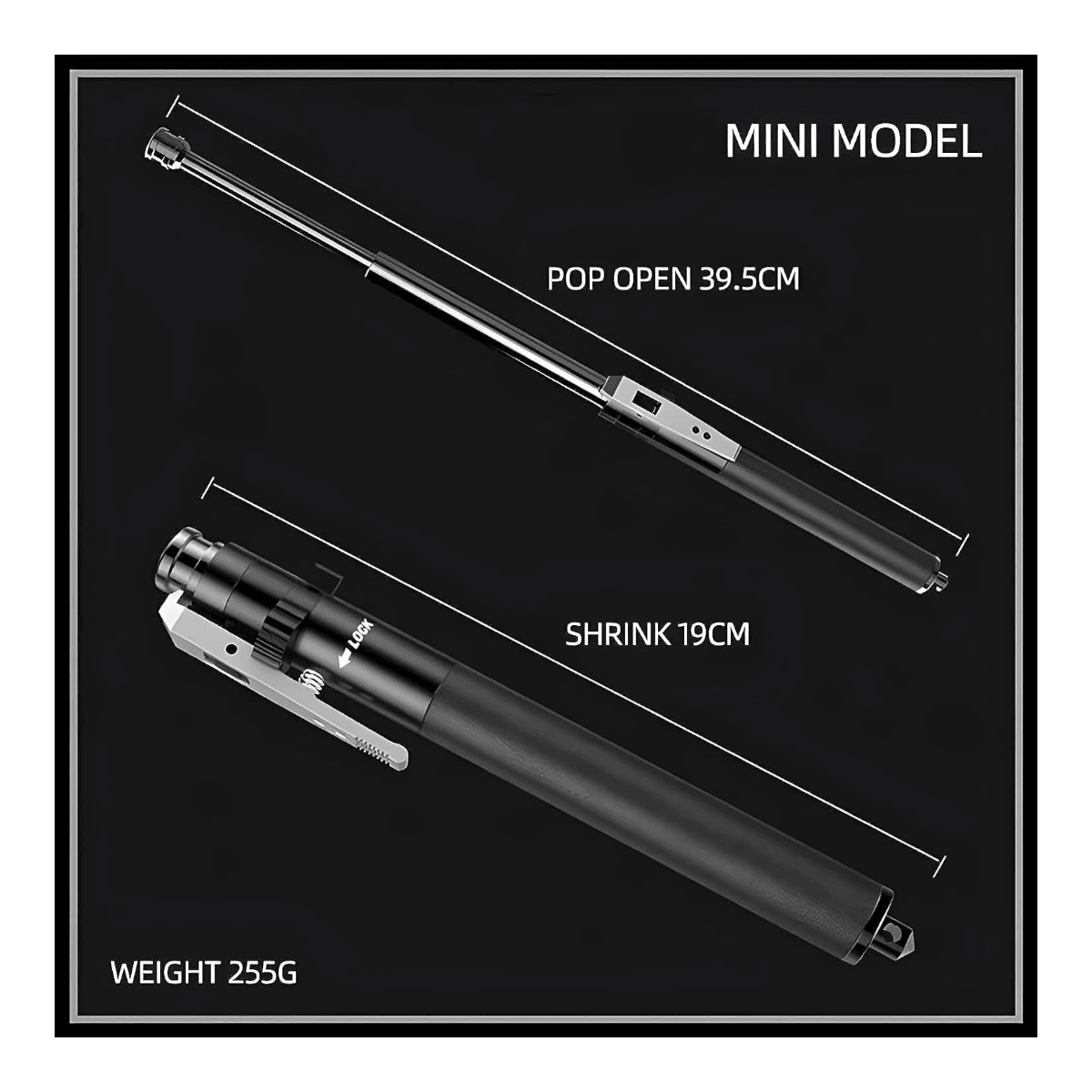 Baston automatico defensa personal rompe vidrios 39 cm BTK6