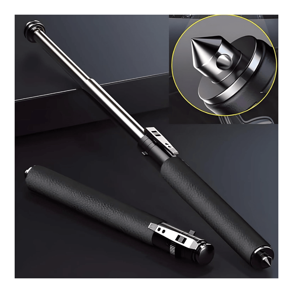 Baston automatico defensa personal rompe vidrios 39 cm BTK6