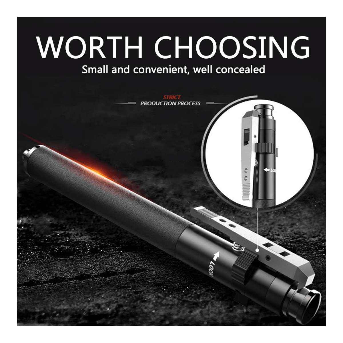 Baston automatico defensa personal rompe vidrios 39 cm BTK6