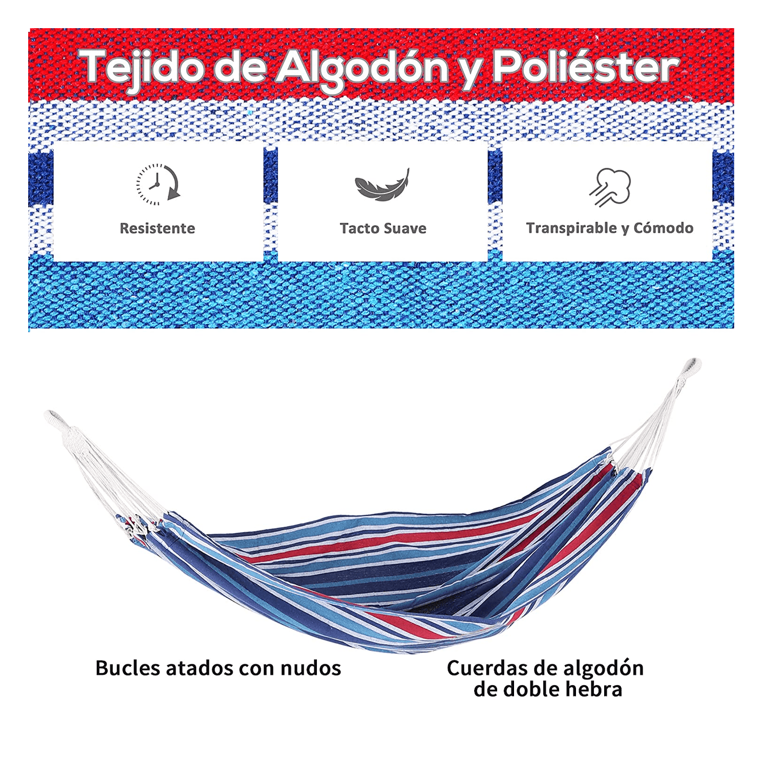 Hamaca Algodon colgante 190x90 180kg HC1