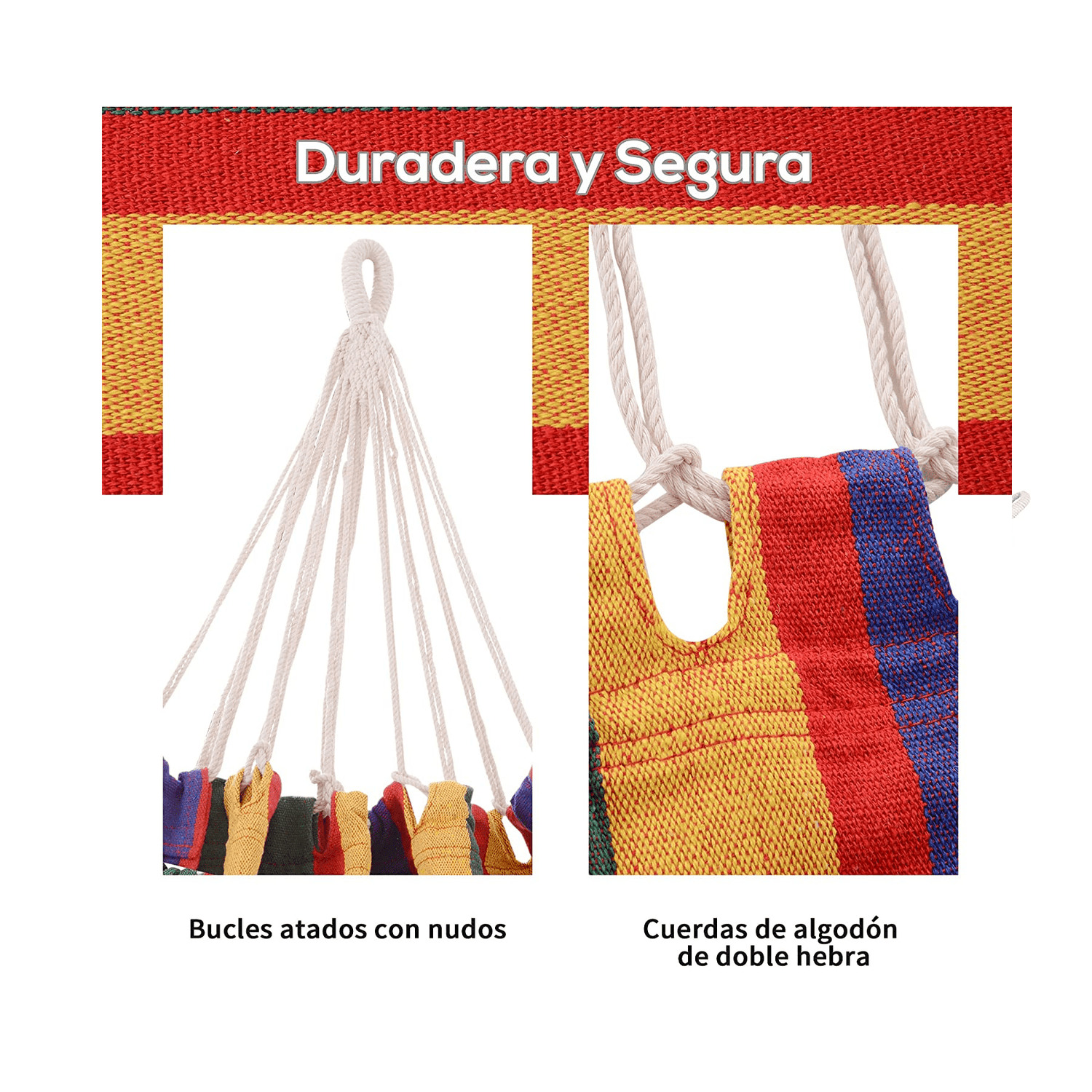 Hamaca Algodon colgante 190x90 180kg HC1