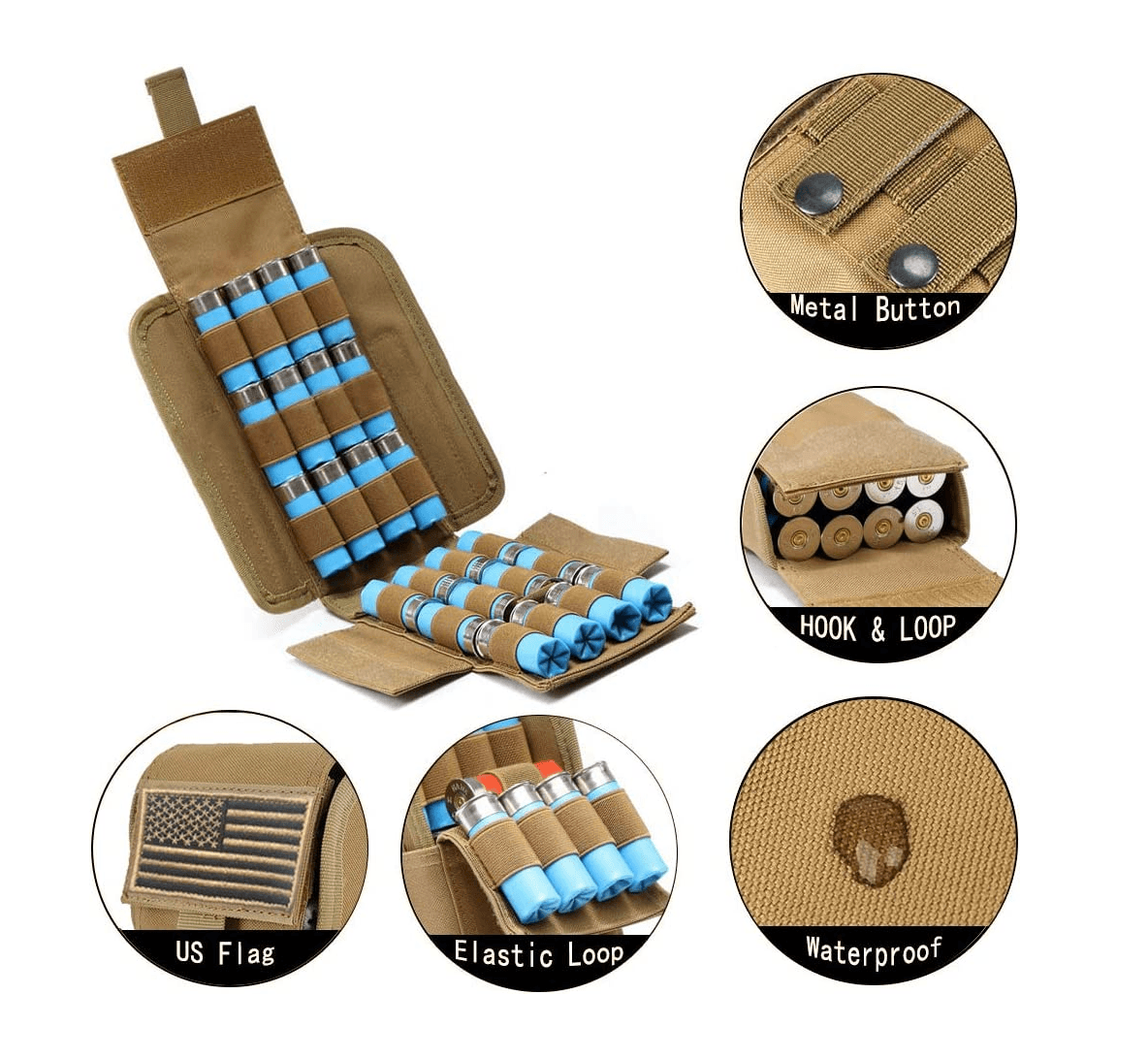 Bolsillo Tactico Molle Municiones Caza 24 Cartuchos PBM18