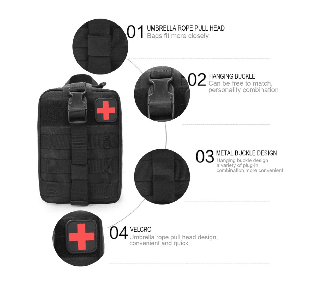 Bolso Pouch Tactico Molle Kit Primeros Auxilios PBM12