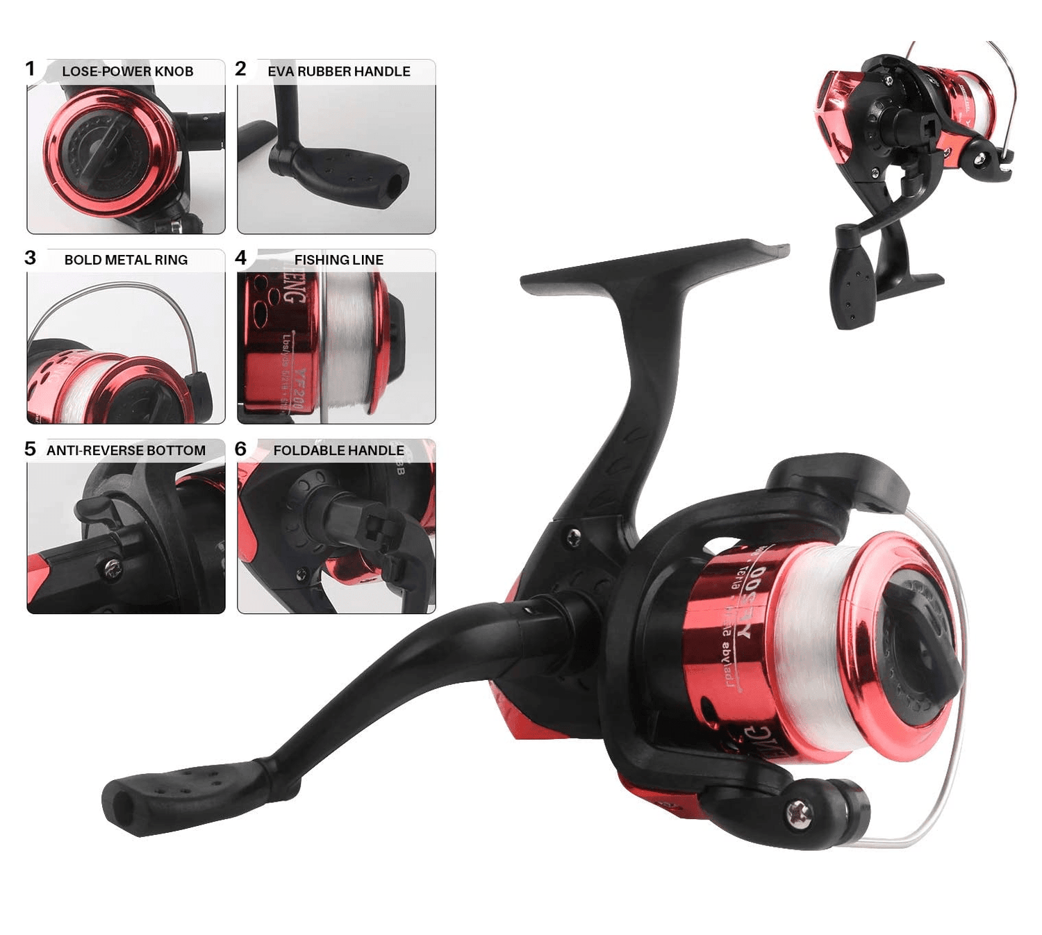 Carrete Pesca Pokee Pequeño Yf 200 CRT17