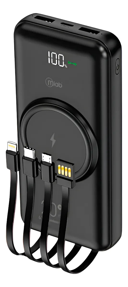 Bateria Externa Inalambrica Powerbank Microlab 10000 Mah Negro