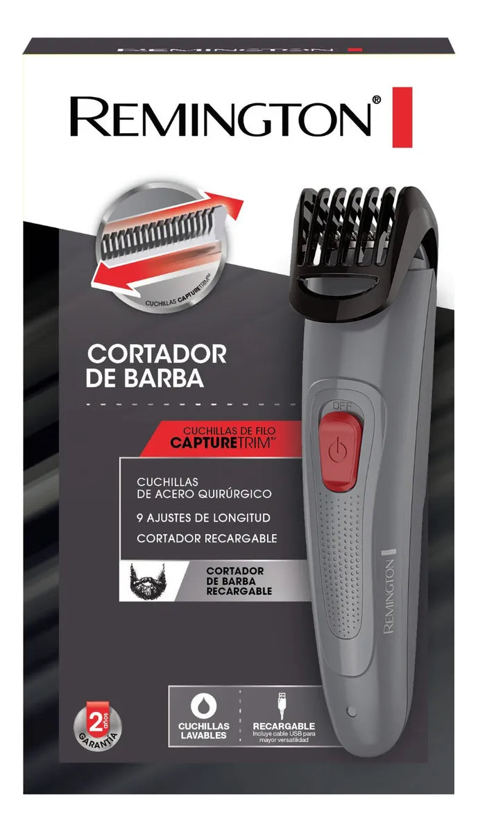 Recortador De Barba Remington Recargable, Negro Mb08a Color Gris