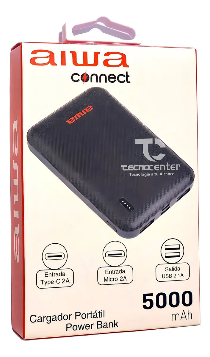 Power Bank Aiwa Cargador Portatil Usb Universal Paw-68 Color Negro