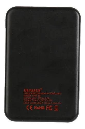 Power Bank Aiwa Cargador Portatil Usb Universal Paw-68 Color Negro