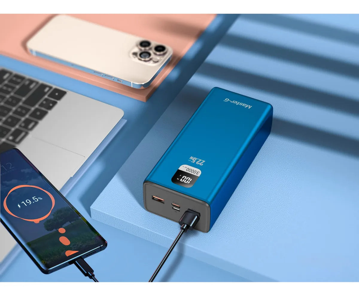 Cargador Portatil Bateria Power Bank Master-g 30000mah 22.5w Color Azul