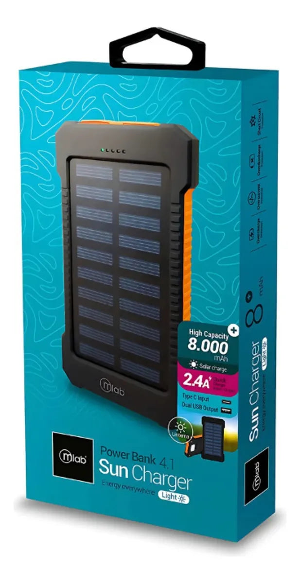 Power Bank Energía Solar 8000mah Mlab Color Negro