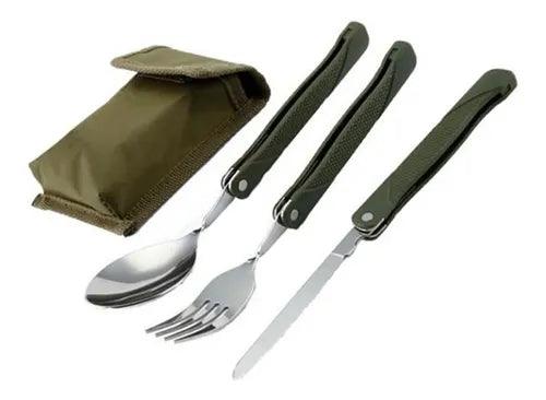 Set Cubiertos Plegables Camping Viajes 3en1 CT6