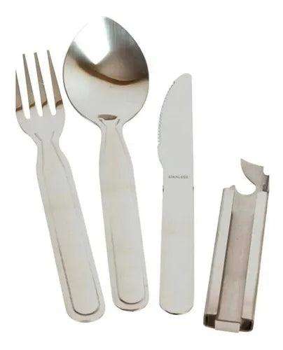 Set Cubiertos Camping 4pz Outdoor Supervivencia CT5