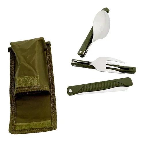 Set Cubiertos Plegables Camping Viajes 3en1 CT6