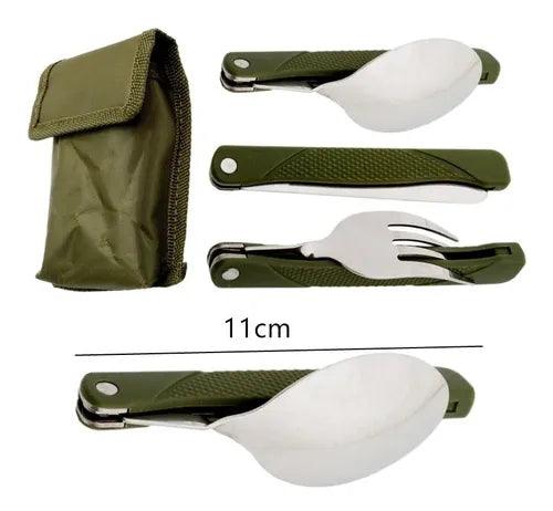 Set Cubiertos Plegables Camping Viajes 3en1 CT6