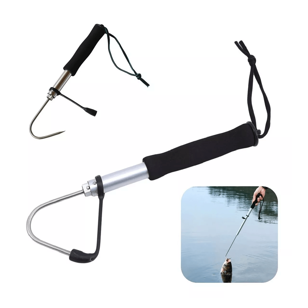 Gancho Garfio Anzuelo Pesca Telescópic 71cm Acero Inoxidable