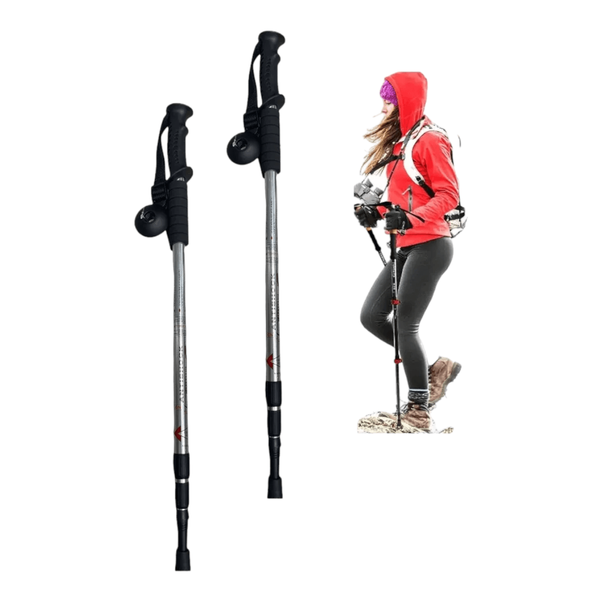 Bastones trekking 2pack aluminio 3 Tramos Antishock BTK2