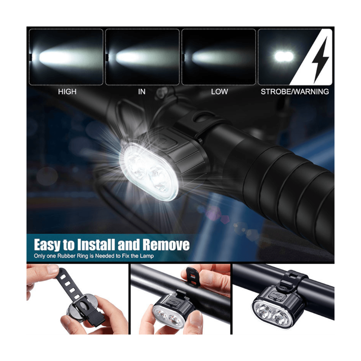 Set luz Bicicleta delantera trasera recargable LCB11