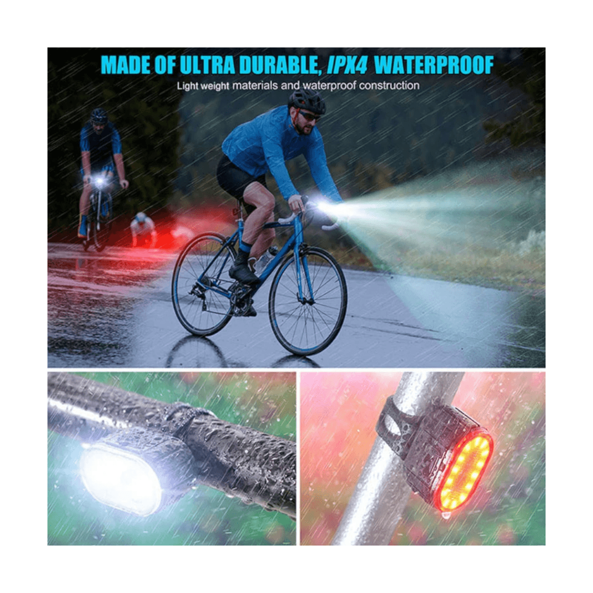 Set luz Bicicleta delantera trasera recargable LCB11