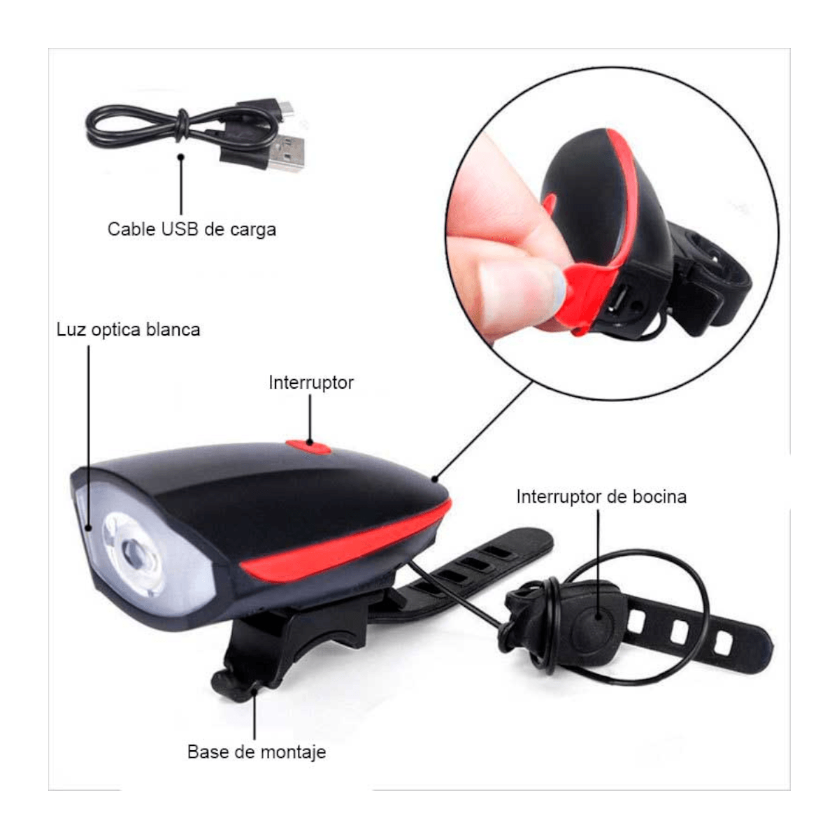 Luz delantera Bicicleta optica led blanca LCB21