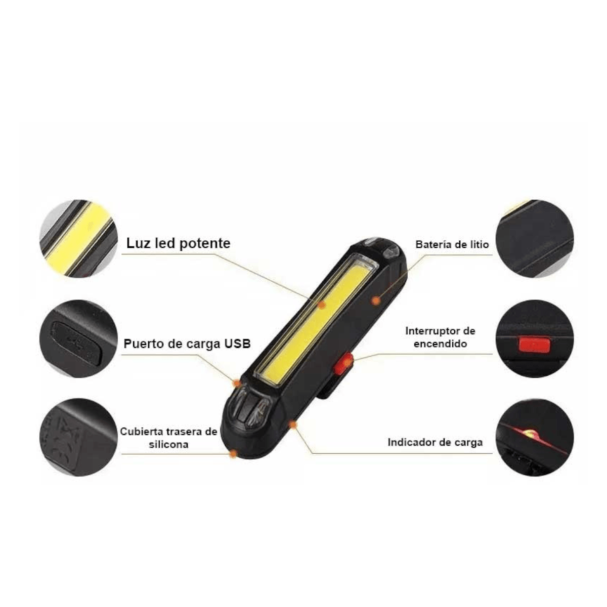 Luz roja trasera led recargable LCB29