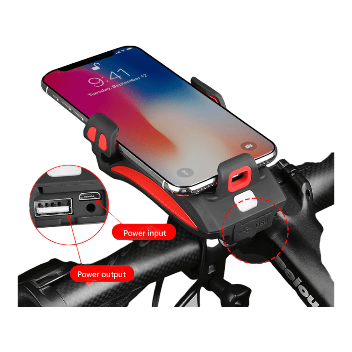 Porta celular Bicicleta con luz bocina LCB9