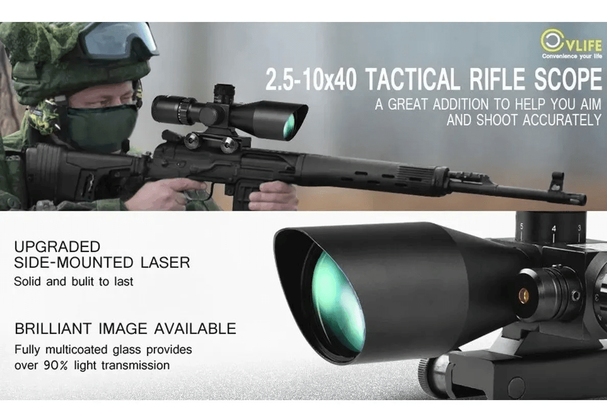 Mira Telescopica con Laser 2.5-10x40 Nocturna Red Green MLT4
