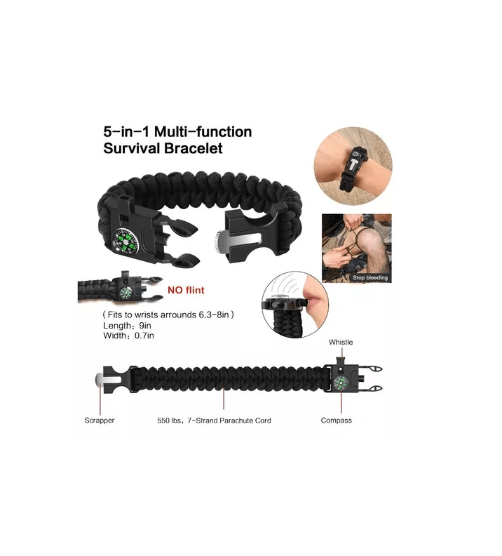 Pulsera Brujula Paracord Treking Supervivencia 5 En 1 BJ4