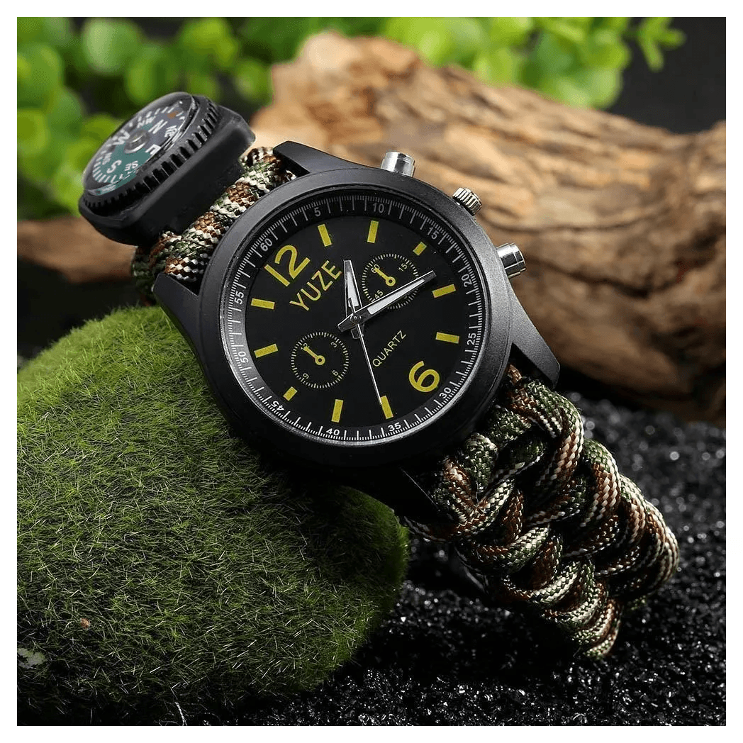 Reloj Pulsera Tejido Brujula Multiuso Militar RLJ4