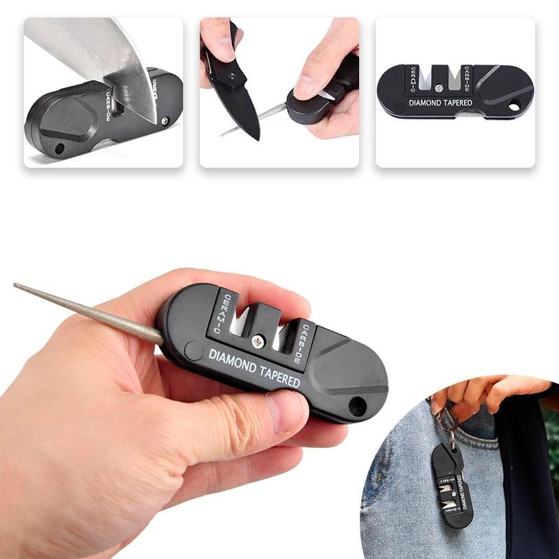 Afilador de cuchillos portátil multifuncional camping HT12