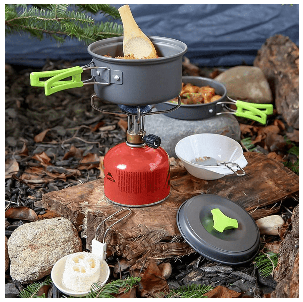 Set Ollas Camping Cocinilla Utensilios 2a3 Personas OC8