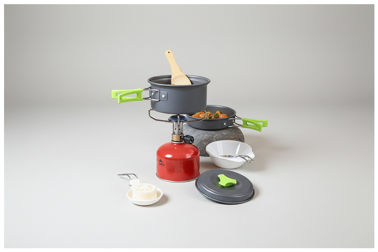 Set Ollas Camping Cocinilla Utensilios 2a3 Personas OC8