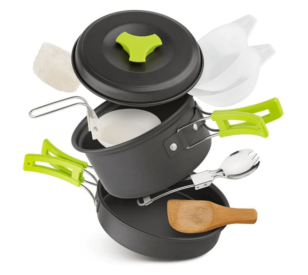 Set Ollas Camping Cocinilla Utensilios 2a3 Personas OC8