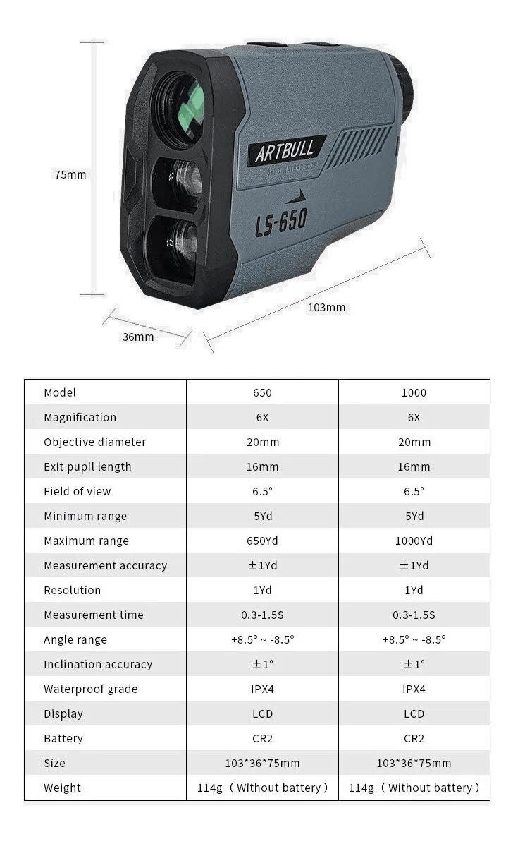 Telemetro Laser Infrarrojo LS-650 Alta Precision MLT18