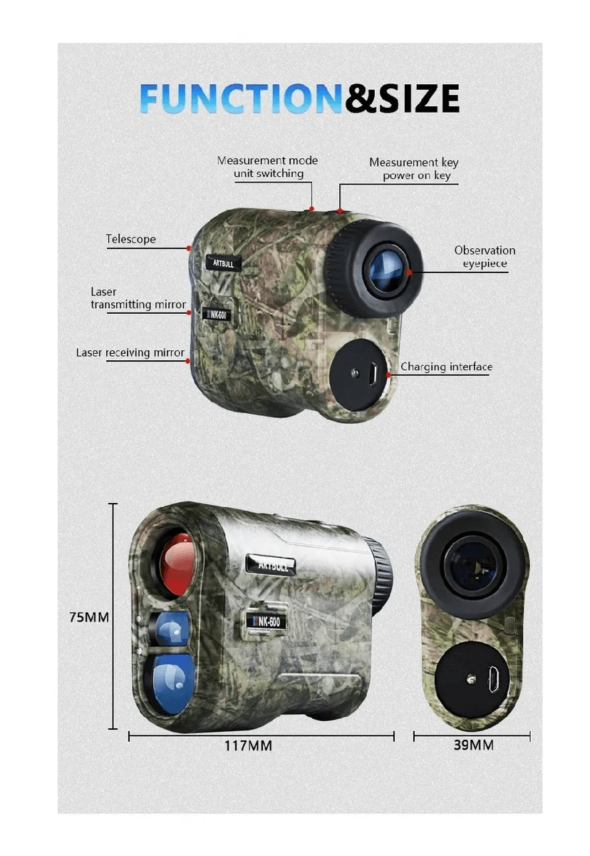 Telemetro Laser NK-600 Medidor Distancia Caza Outdoor MLT25