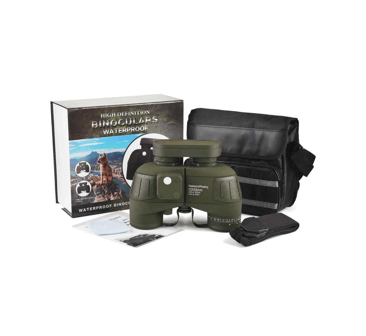 Binocular Prismatico Marino Militar Brujula Telescopio Practico 10x50 BM13