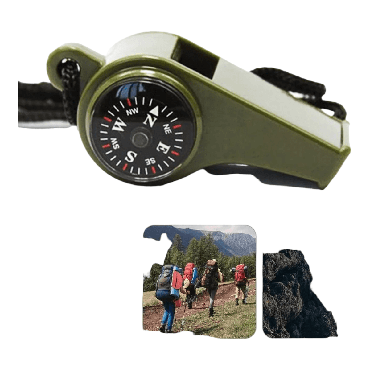 Silbato Supervivencia Brujula Militar Temperatura 3en1 EDC7