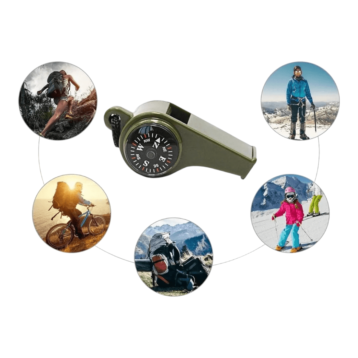 Silbato Supervivencia Brujula Militar Temperatura 3en1 EDC7