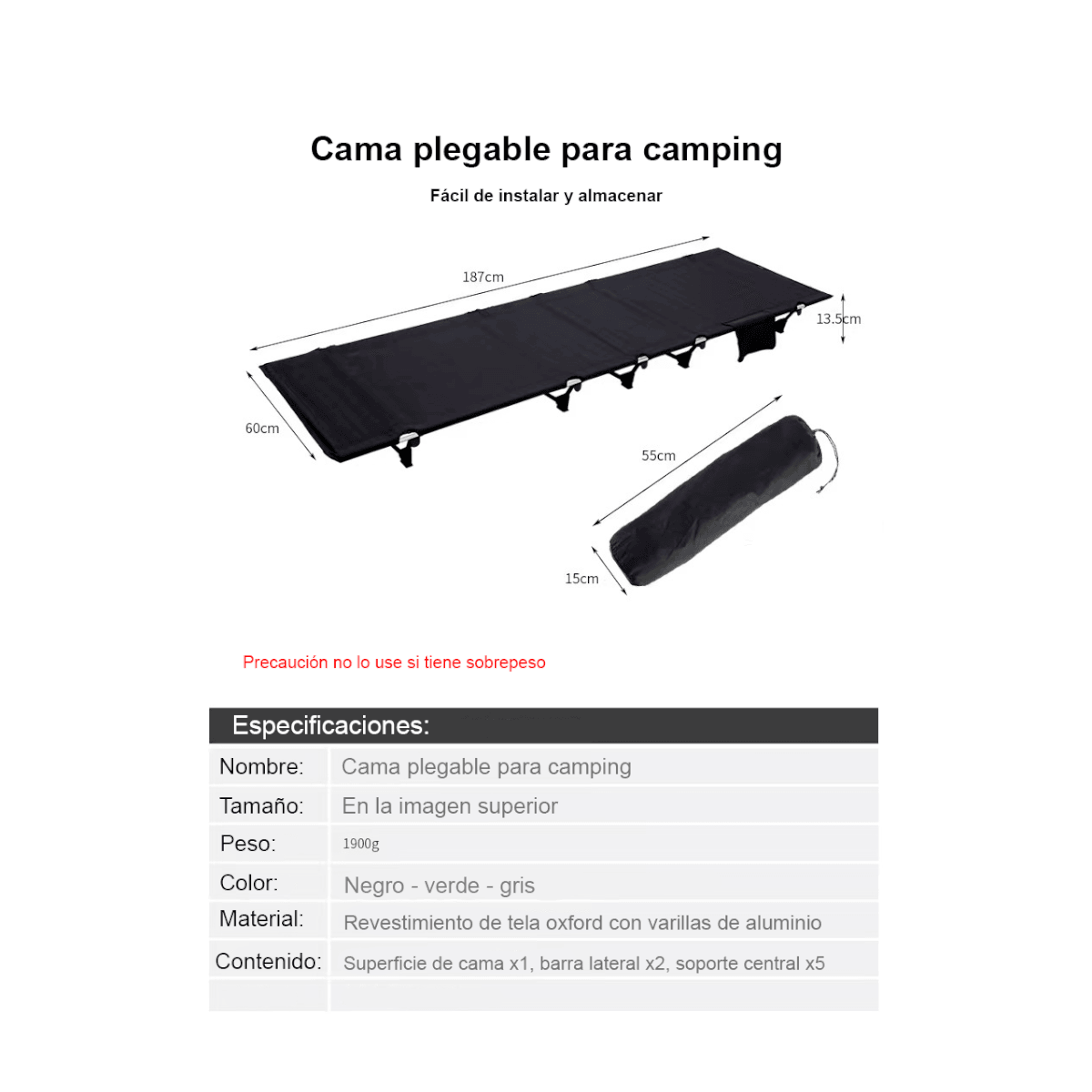 Cama plegable camping SA12