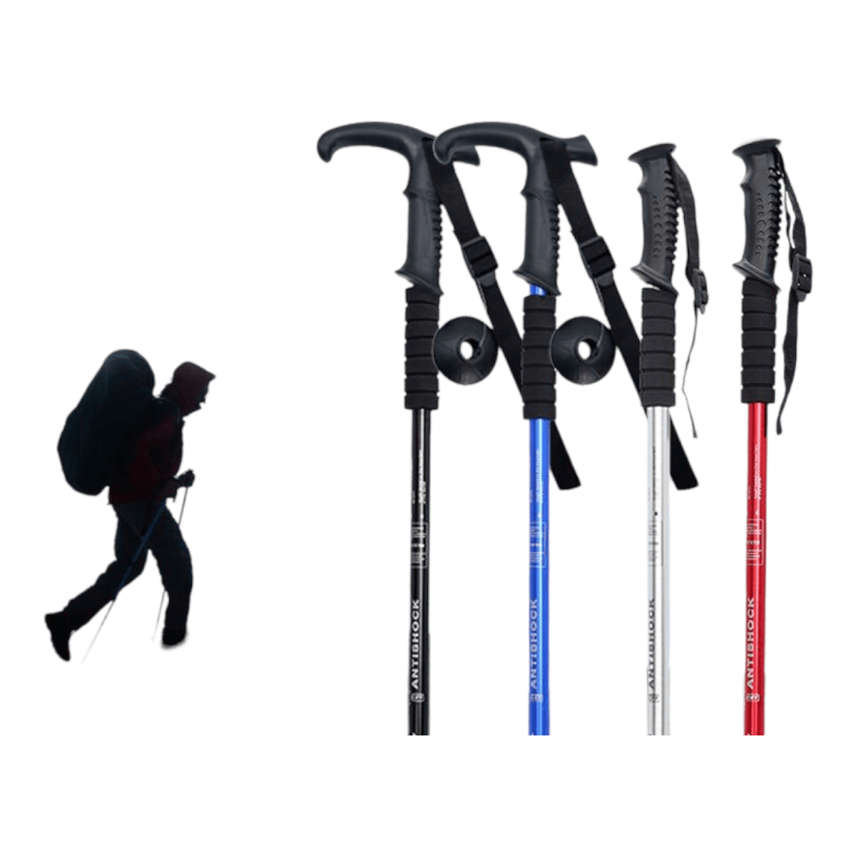 Bastones trekking 2pack aluminio 3 Tramos Antishock BTK2
