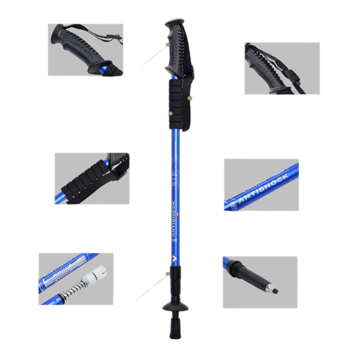 Bastones trekking 2pack aluminio 3 Tramos Antishock BTK2