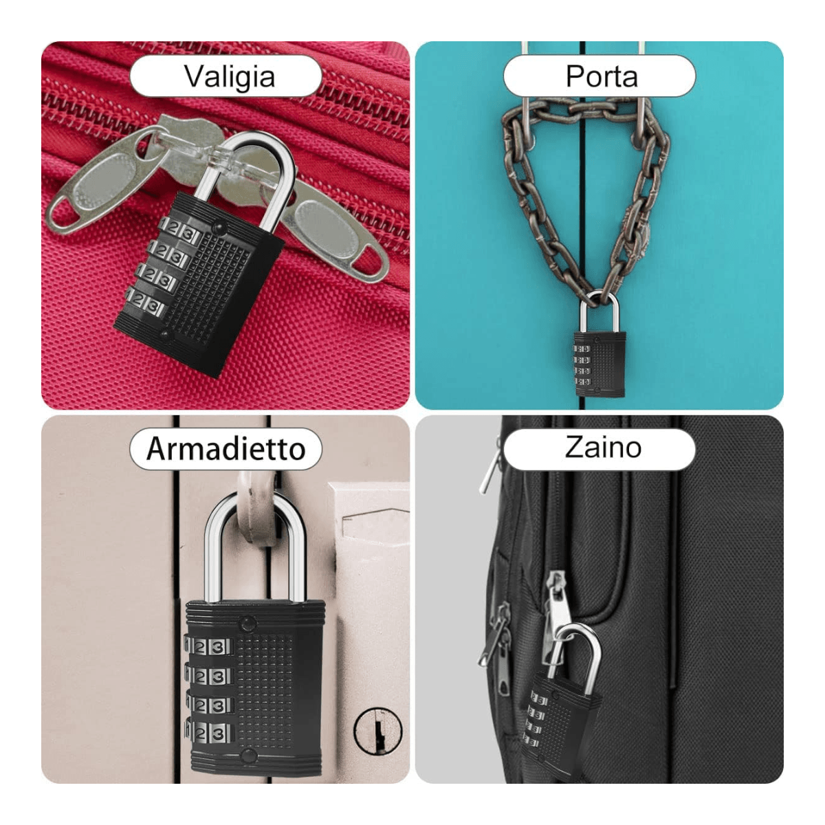 Candado seguridad con combinación 4 digitos VR2