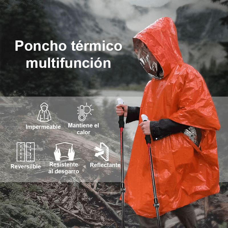 Impermeable poncho lluvia supervivencia aire libre IPL3