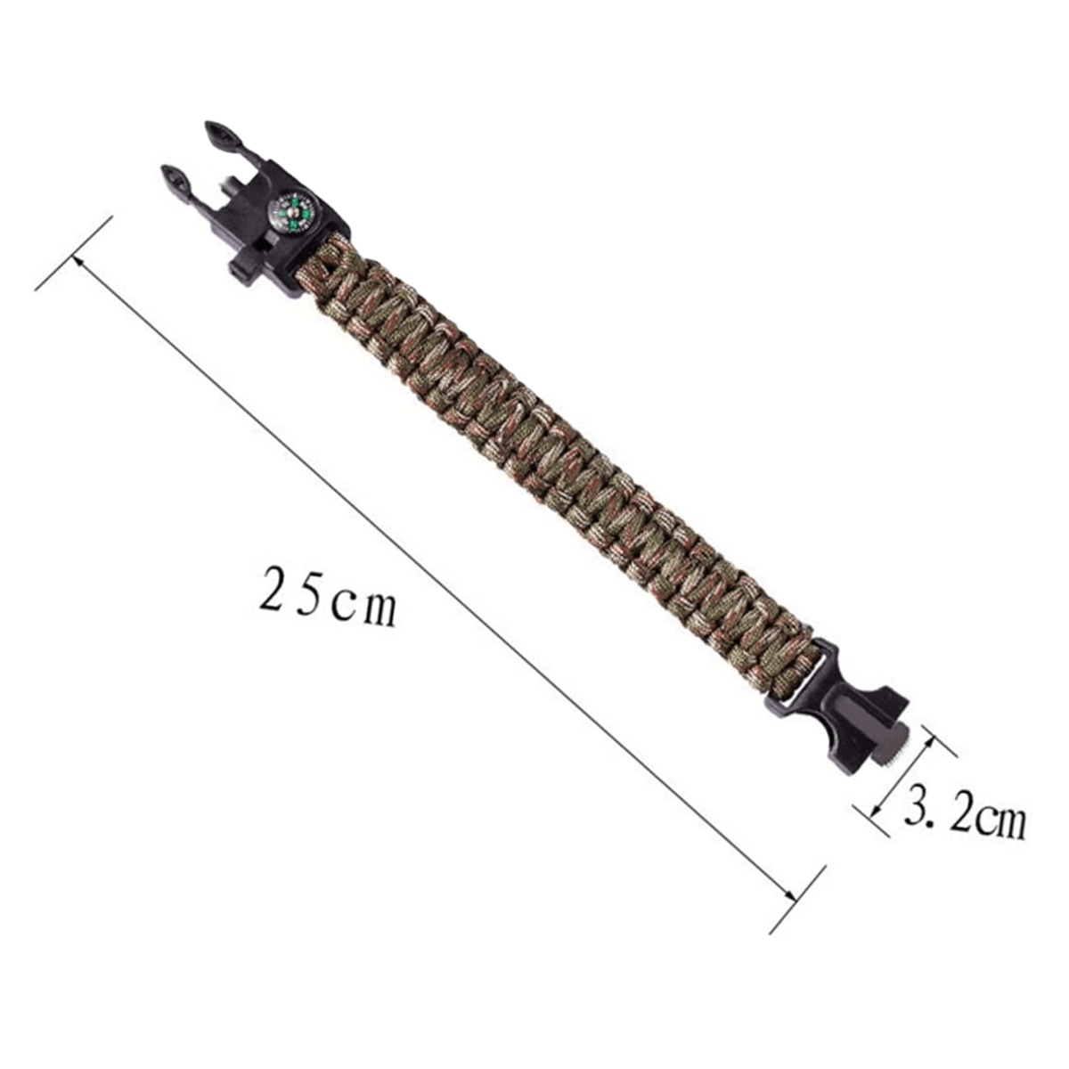 Pulsera Brujula Paracord Treking Supervivencia 5 En 1 BJ4
