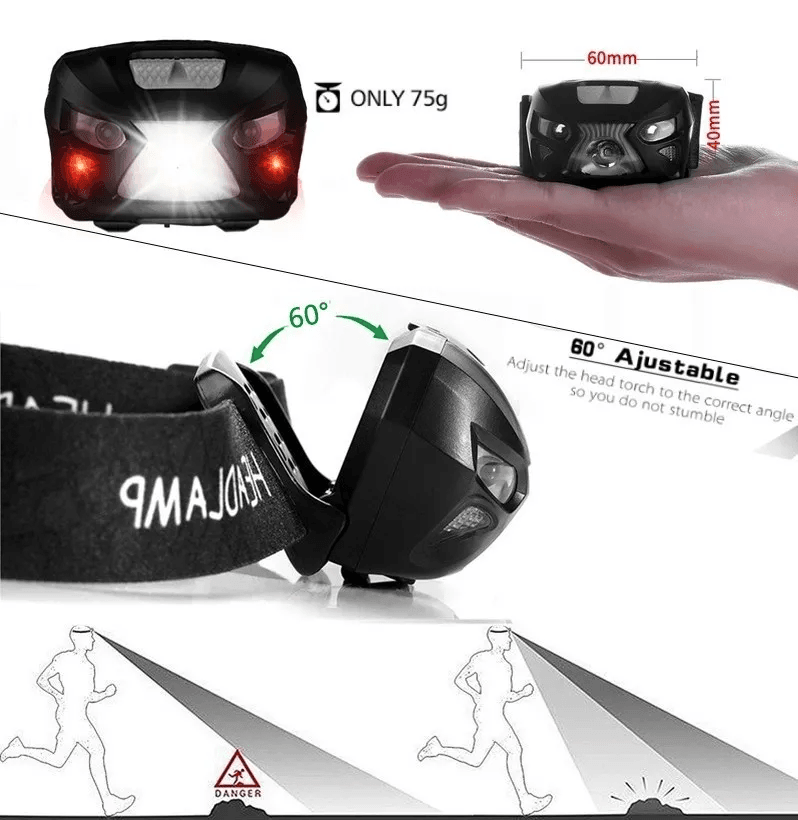 Mini Linterna Frontal Led Recargable Usb Led Rojo Y Blanco LTL6