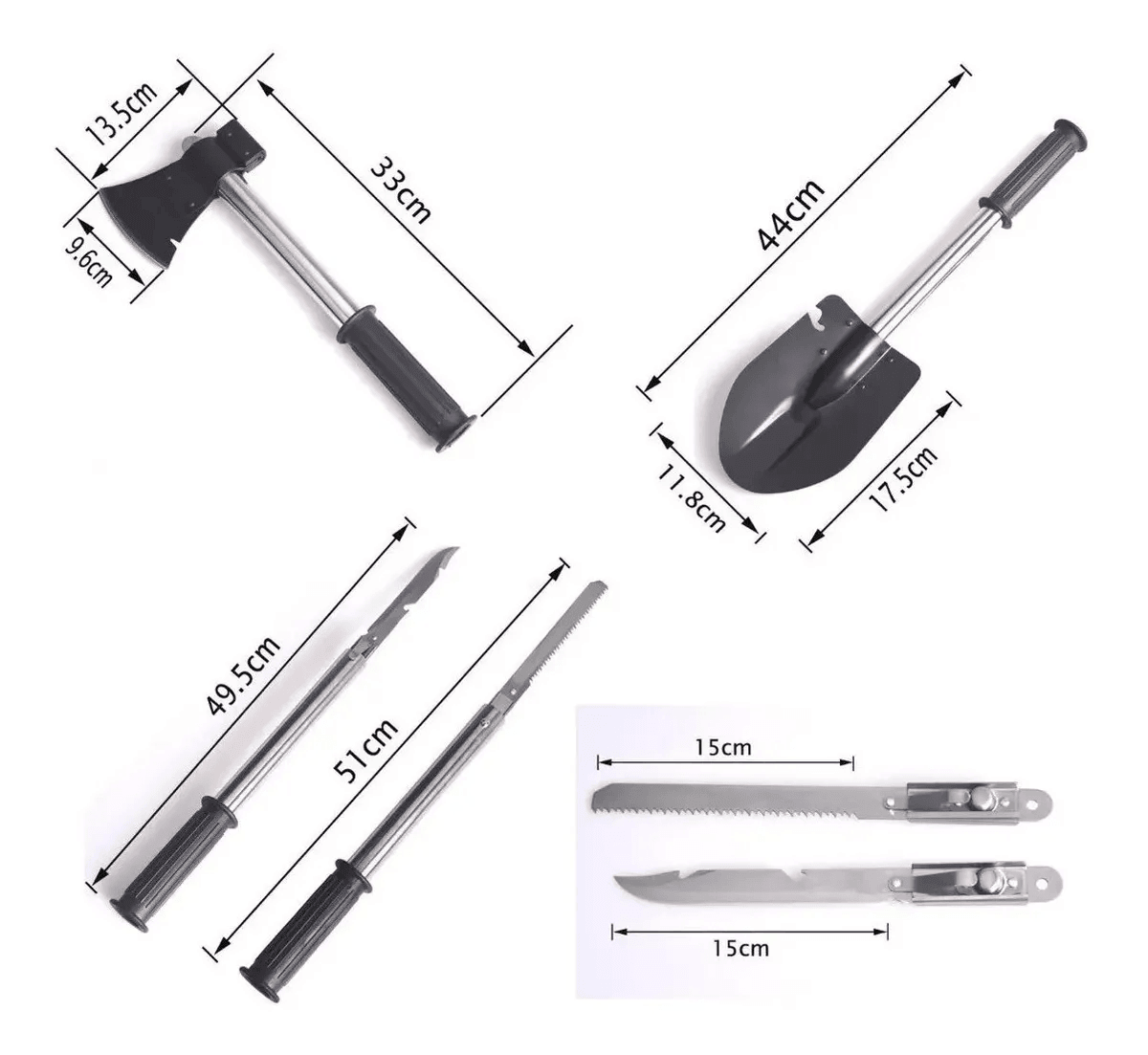 Pala Multifuncional 4en1 Cuchillo Hacha Sierra CHMP2