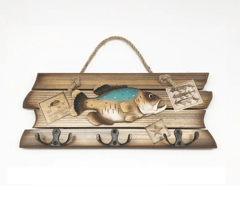 Colgador Perchero Pez Madera h-78