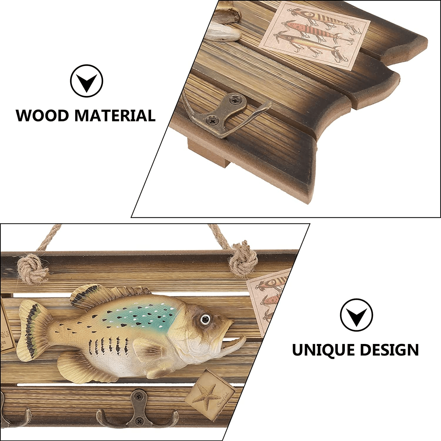 Colgador Perchero Pez Madera h-78