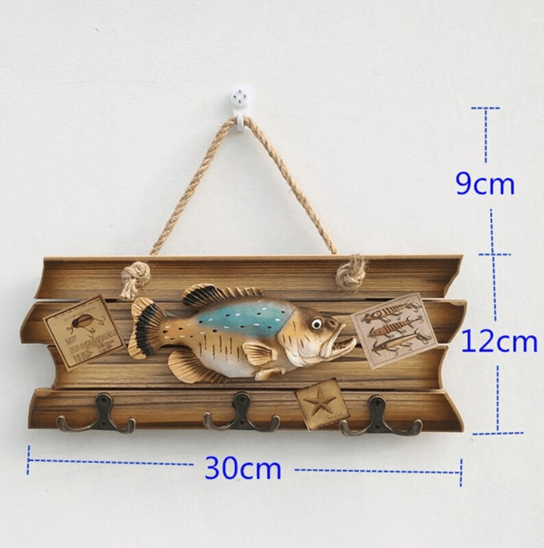 Colgador Perchero Pez Madera h-78