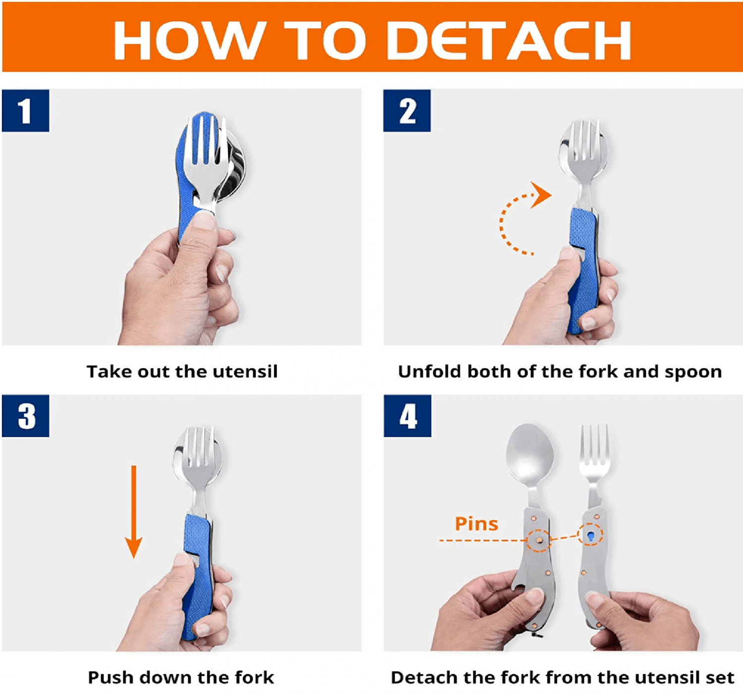 Set Cubiertos 3en1 Separables Camping CT3