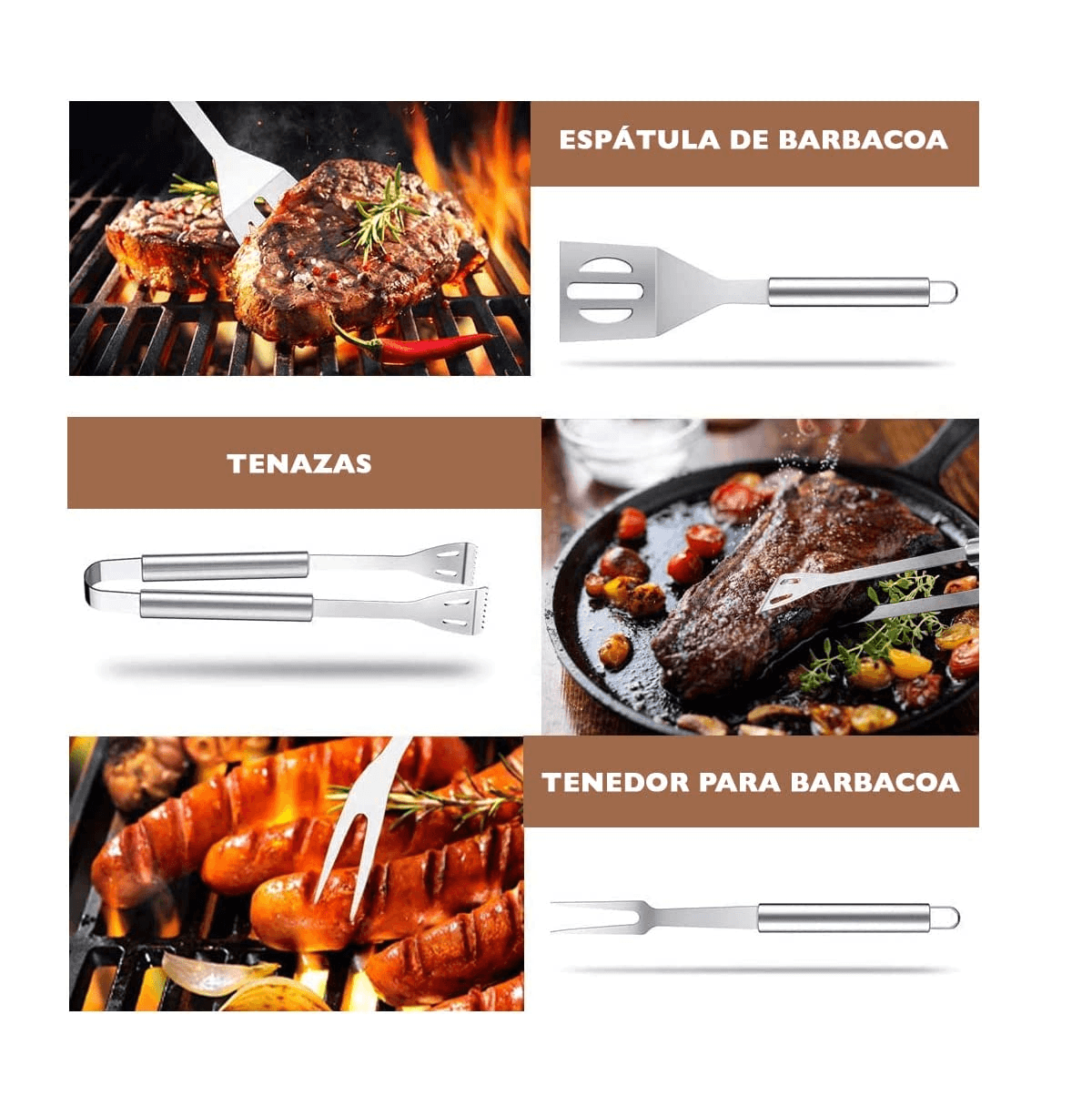 Set Utensilios Portatil Asado 9pz CT15